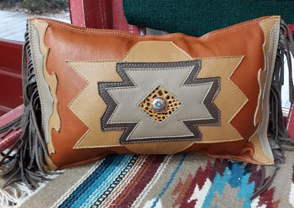 leather pillow with a Southwest design