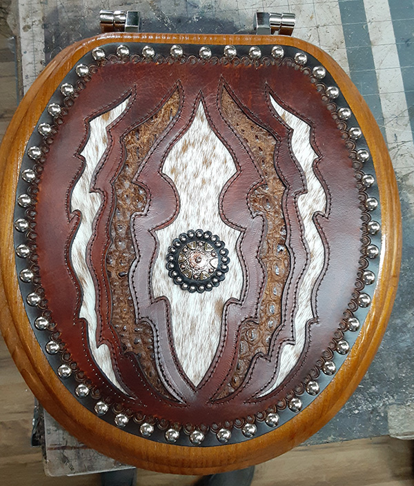 handmade leather toilet seat 1