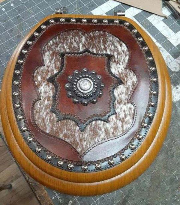 handmade leather toilet seat 4