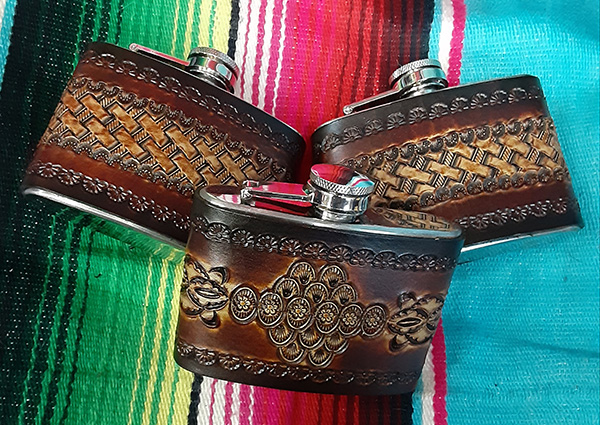 custom leather flasks