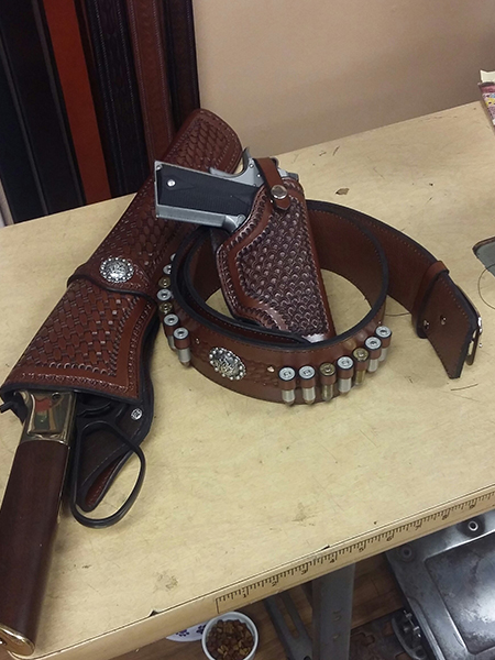a western holster and cartridge belt