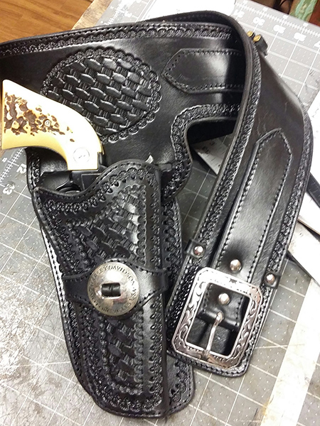 black leather western holster