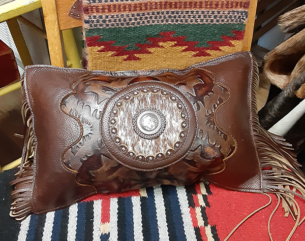 a leather pillow